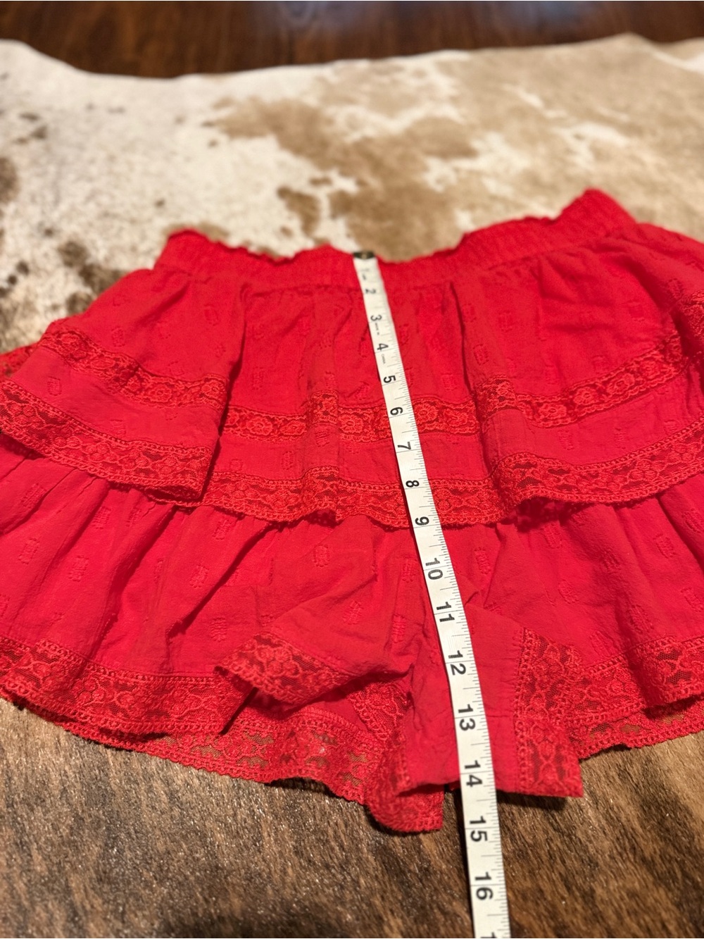 Altar'd State Red Tiered Ruffle Shorts - Picture 6 of 6